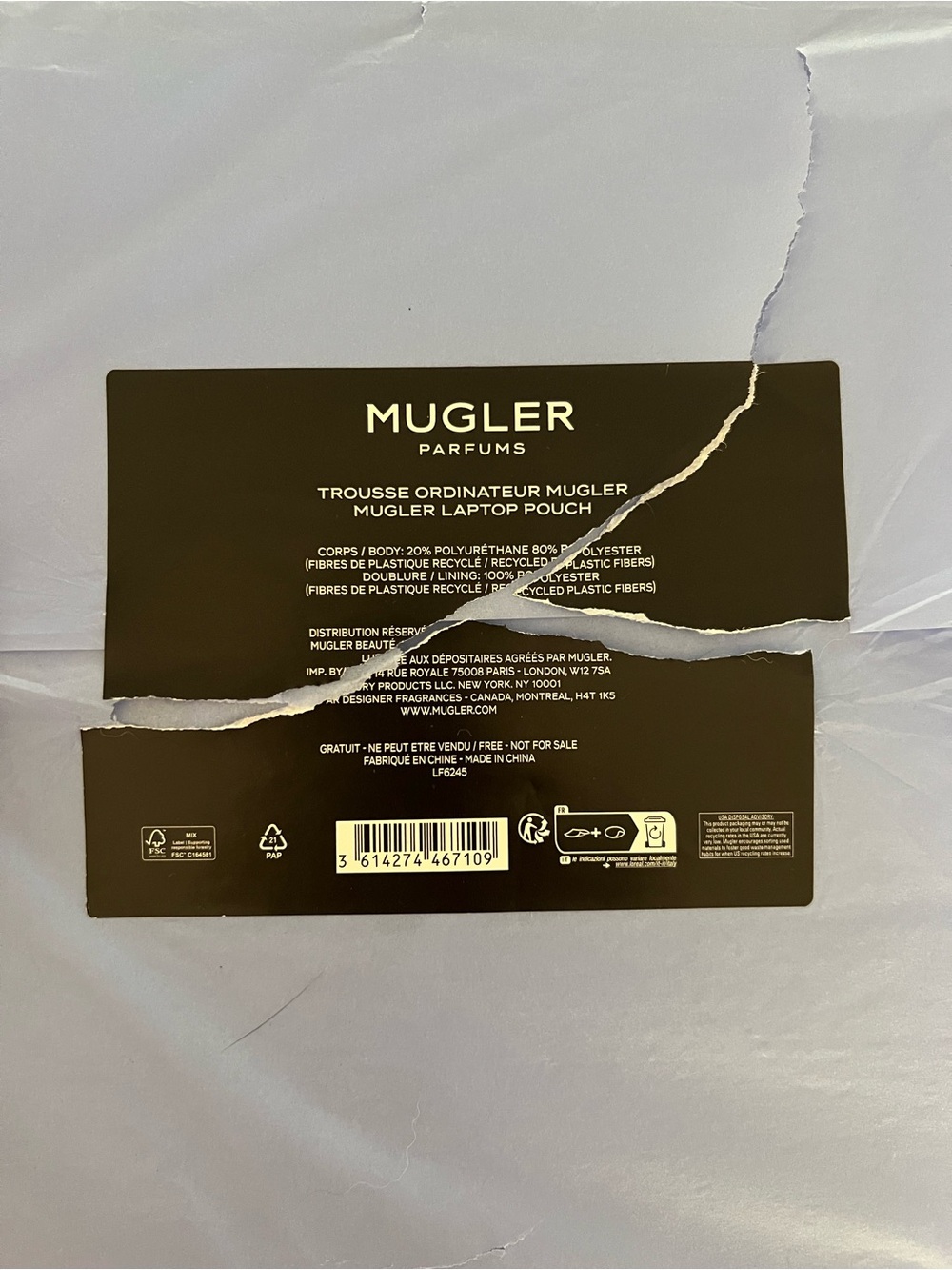 NWT Mugler Black Laptop Sleeve with Bold Silver Logo - Picture 4 of 4